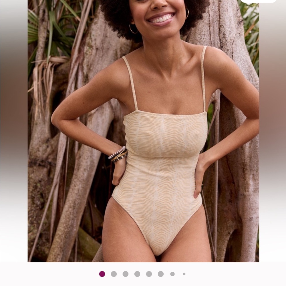 Aerie Jacquard Cream One-Piece Swimsuit